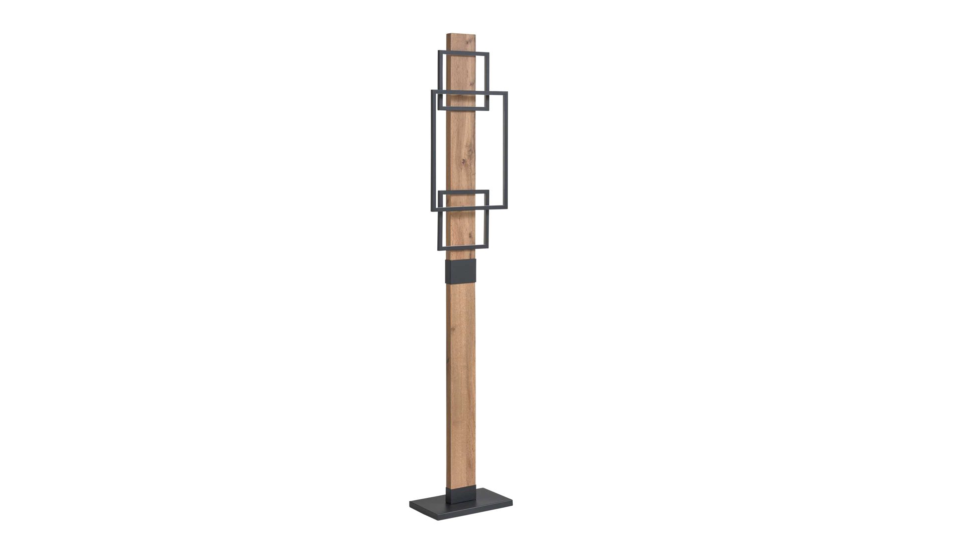 Interliving LED-Stehleuchte IL-9342 in Metall schwarz matt, Holzoptik dunkel