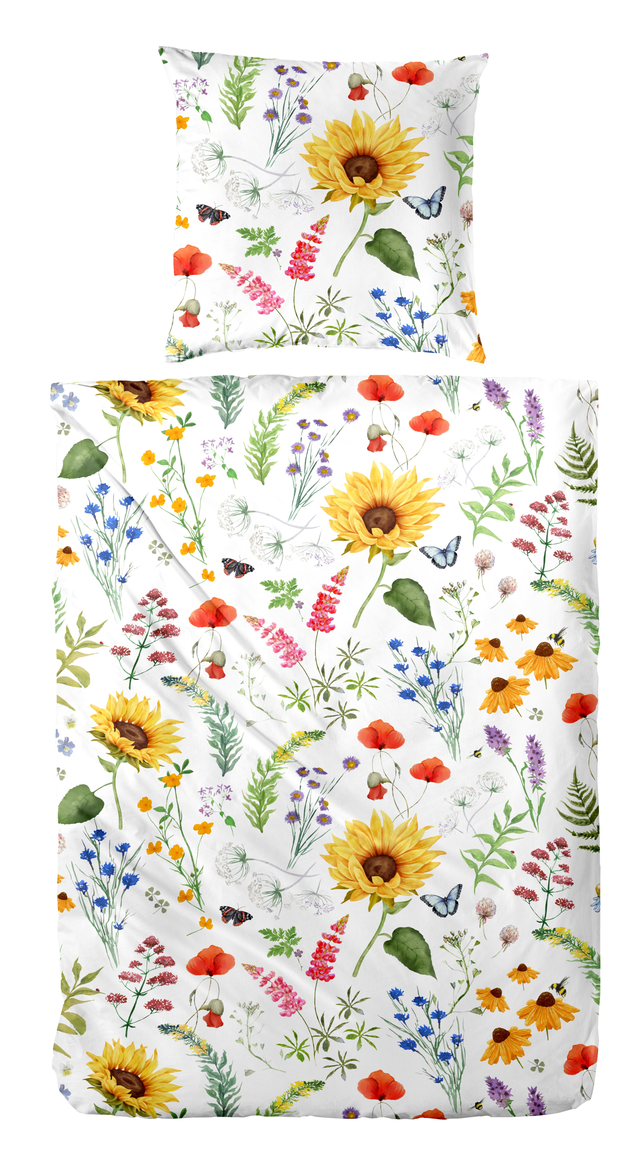 Hahn Haustextilien Renforce-Bettwäsche 135x200cm ca. 135x200cm, Kopfkissen ca. 80x80cm in Farbe Mehrfarbig/weiß