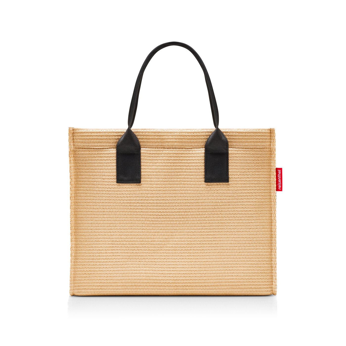 Reisenthel DAILY SHOPPER in Farbe raffia black, Tasche, Strandtasche, Raffia, Schwarze Henkel, Gepunktetes Muster