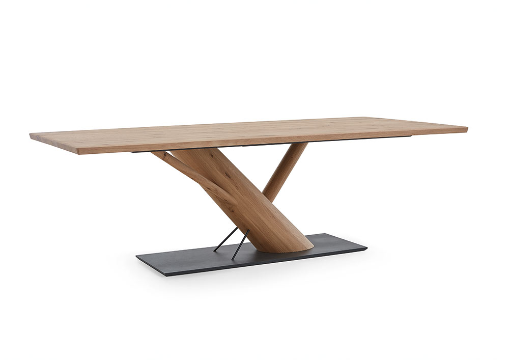 Hartmann Esstisch NATURZEIT ca. B110 H76 cm in Kerneiche natur gebürstet Hartmann Esstisch NATURZEIT ca. B110 H76 cm in Kerneiche natur gebürstet, Esstisch, Holztisch, Holzplatte, Edelstahlbasis, Verschwungskonstruktion