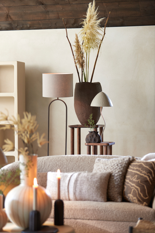 Light & Living Lampenschirm Zylinder Dark Linen in Grau