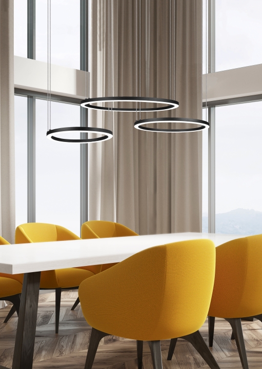 Trio LED-Pendelleuchte Morrison in schwarz matt 