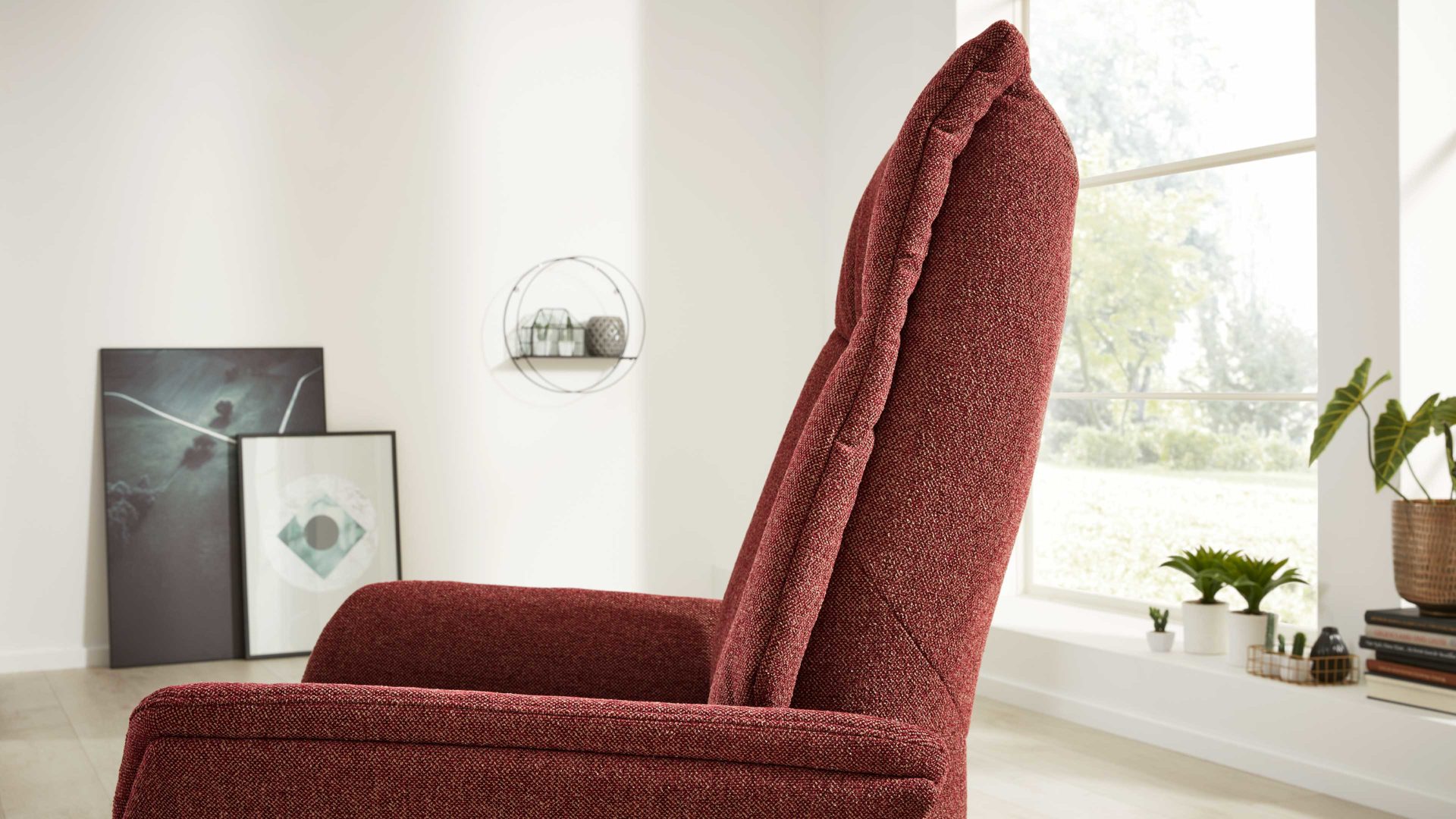 Interliving Relaxsessel, manuell IL-4560 in Stoff Melange chianti/Sternfuß anthrazit 