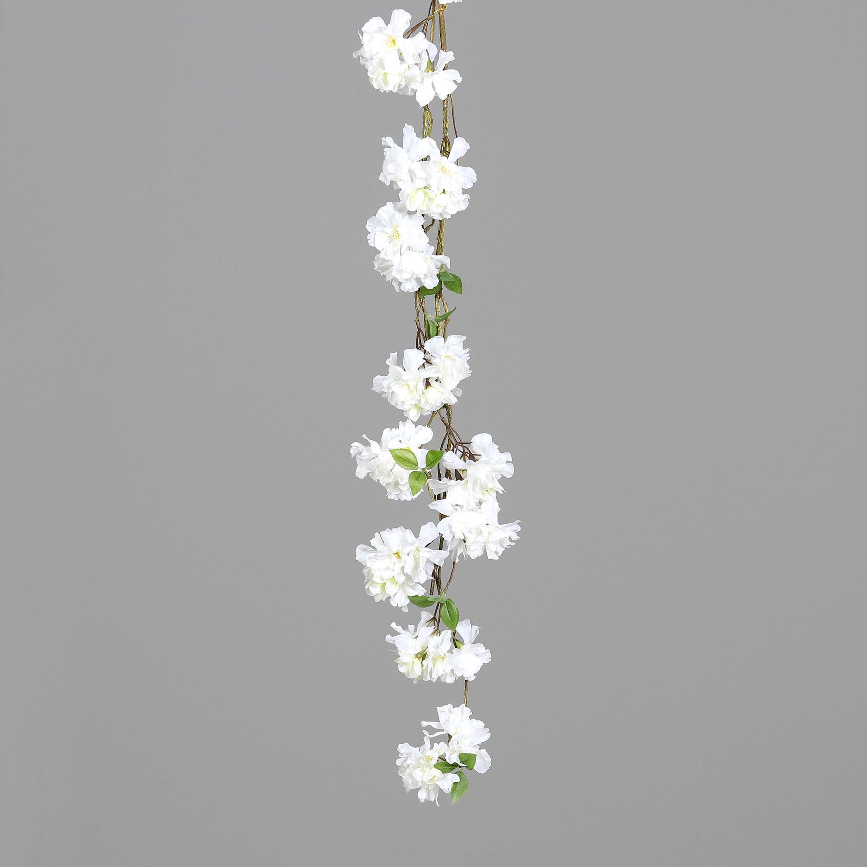 DPI Kirschblüten in Farbe cream, Blumenrebe, Hängende Blumendekoration, Weiße Blüten, Girlande, Kunstpflanze