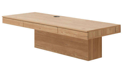 Interliving Regal-Schreibtisch-Kombination IL 2031 in Farbe Dekor/Front Tonweiß/Rückwand Risseiche, holz, konferenztisch, großer tisch, anschlusseinheit, holzfarben