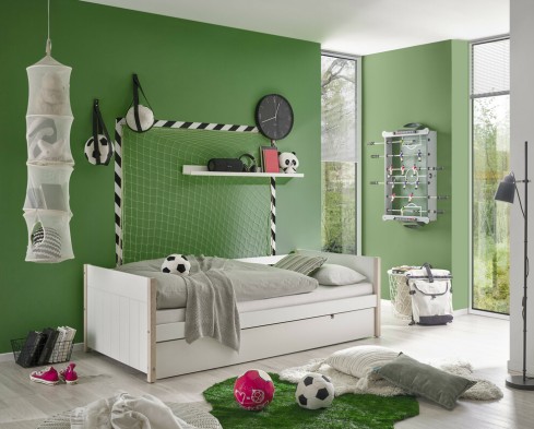 Pol Power Kojenbett TILDE in MDF Weiß / Absatz Kiefer natur, Drinnen, Innenarchitektur, Inneneinrichtung, Bett, Fußball, Drinnen, Innenarchitektur, Inneneinrichtung, Bett, Fußball
