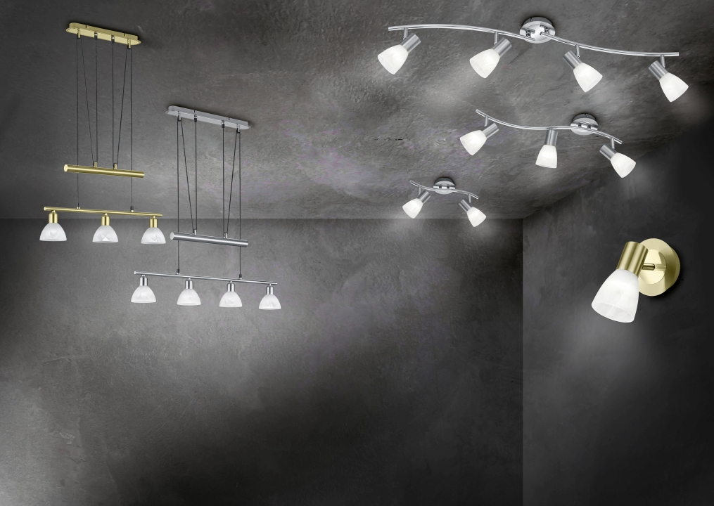 Trio LED-Pendelleuchte LEVISTO in Nickel matt, Glas alabasterfarbig