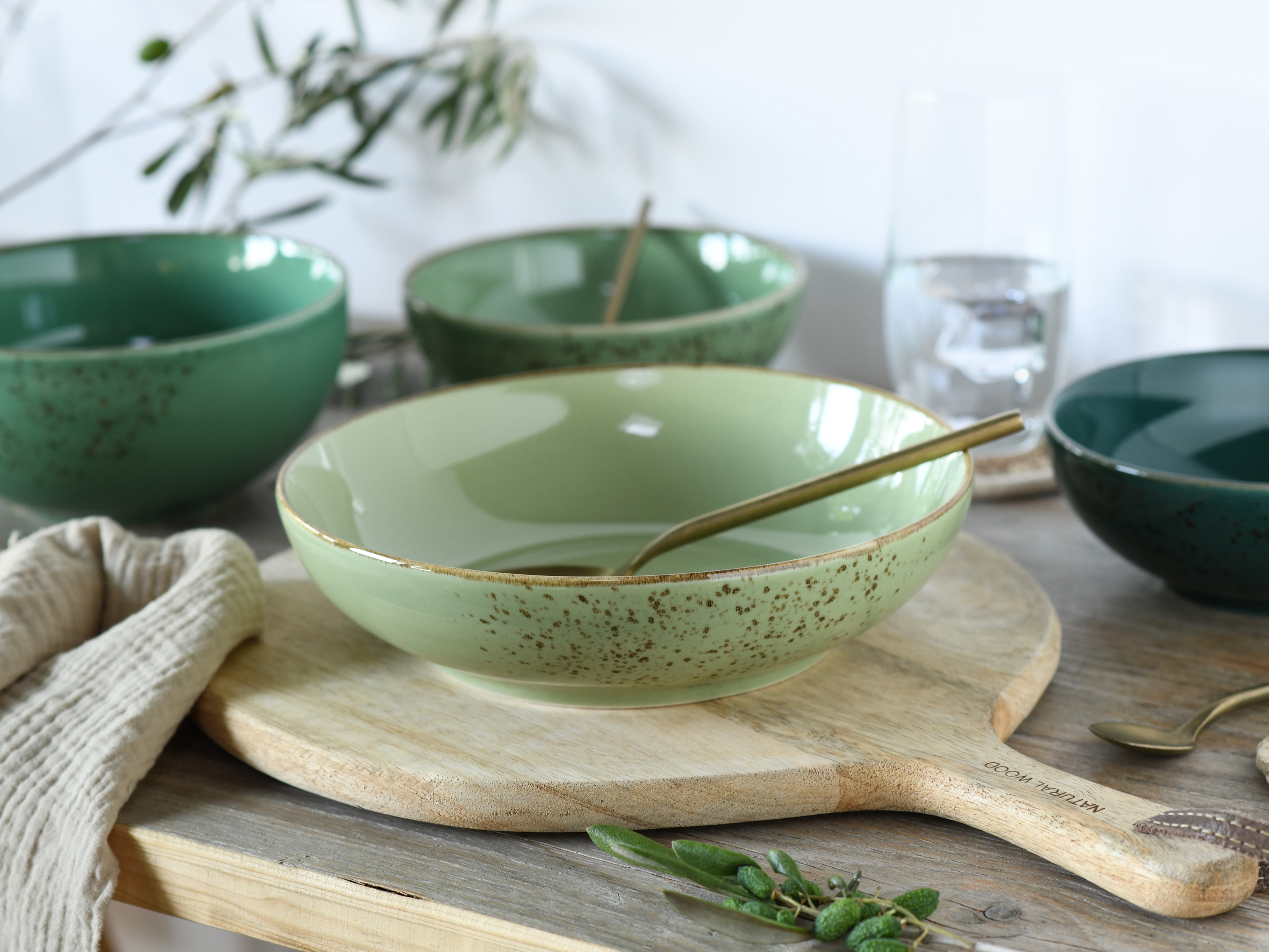 CreaTable Poke Bowl Nature Collection in Farbe Salbei glänzend, Schale, Suppenschüssel