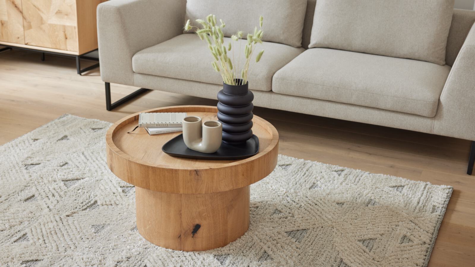 Roomio Couchtisch NO. 2002 Ø ca. 60cm in Eiche Echtholzfurnier natur