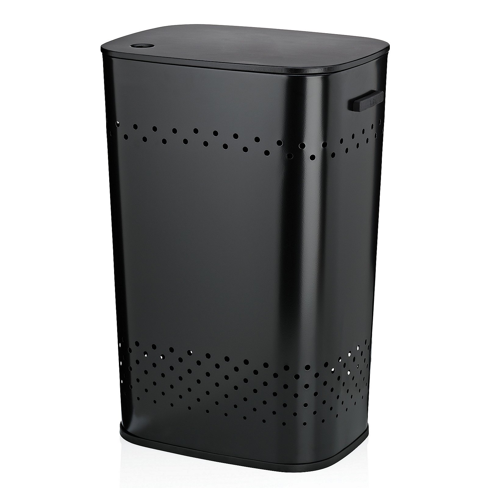 Kela Sitz-Wäschebox MALAGA in Farbe Schwarz, Abfalleimer, Müllkorb, Schwarz, Perforiert, Haushalt, linten, basket, bin, paper bin, trash can