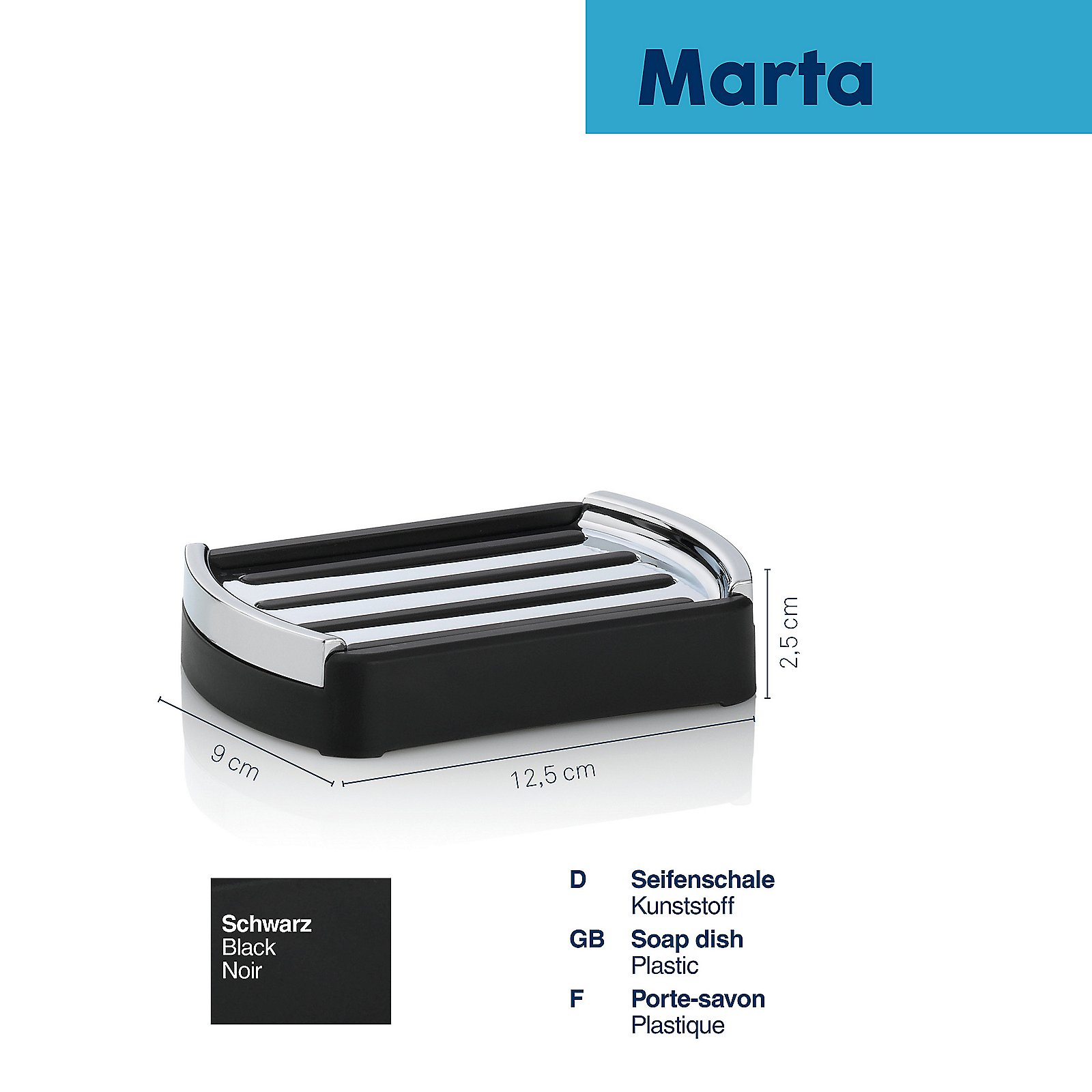 Kela Seifenschale Marta schwarz MARTA in 