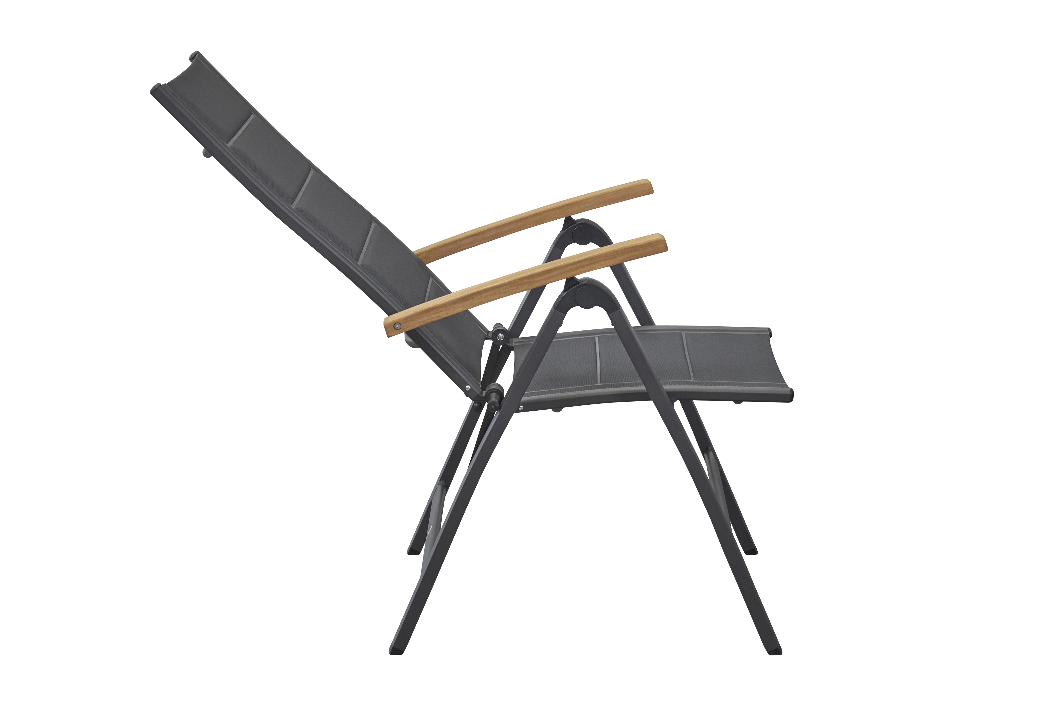 L.C. Wholesaler Klappsessel UNICAMO in anthrazit mit Teak-Armlehnen