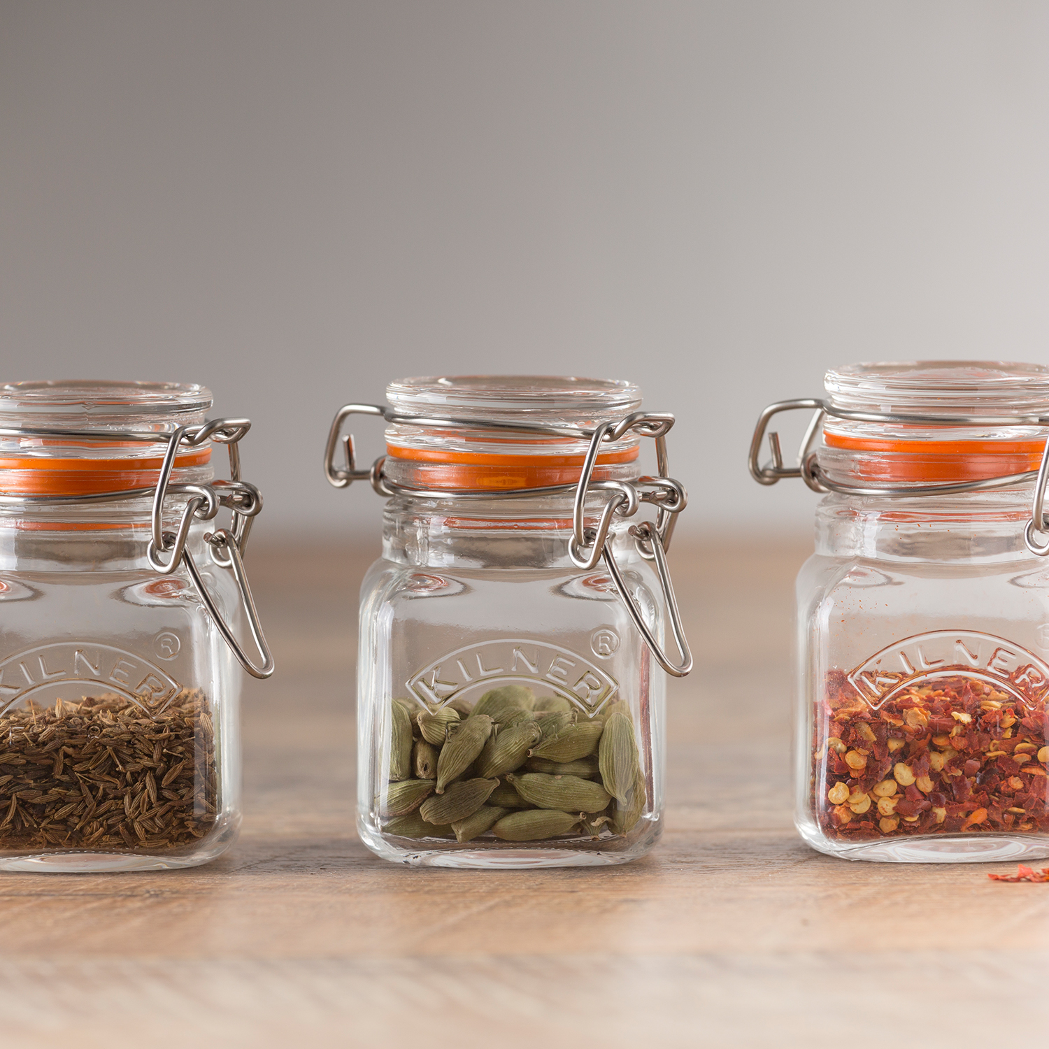 Profino Quadratisches Gewürzglas mit Bügelverschluss 70 ml