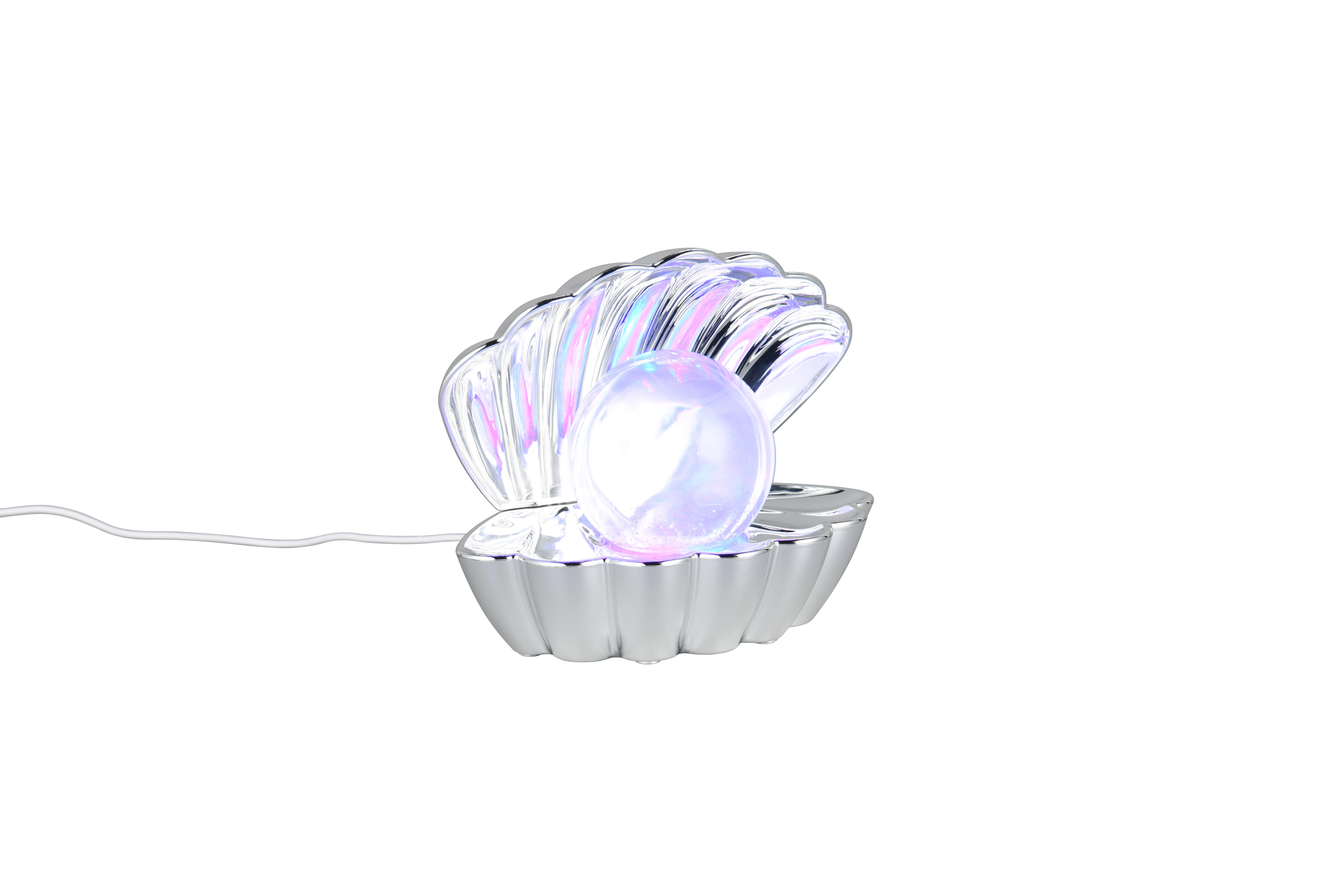 Reality Leuchten LED-Tischleuchte SHELLY in chrom, Kunststoff weiß, Licht, Rauchrohr