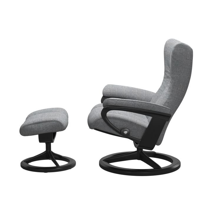 Stressless Sessel mit Hocker Wing (M) in Stoff Linden light blue