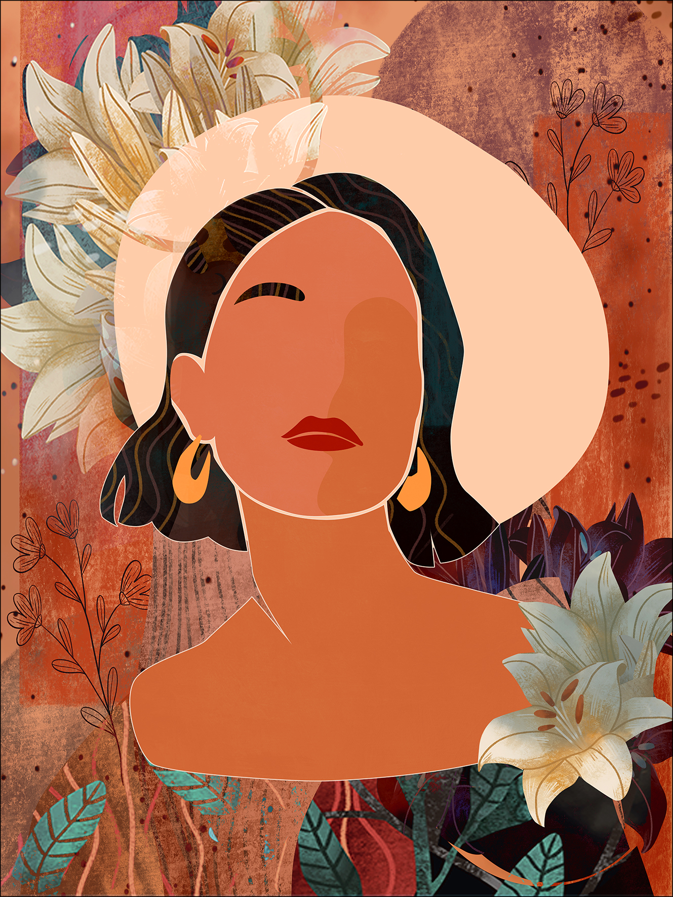 ProArt Canvas-Art 60x80cm Flower Girl Illustration