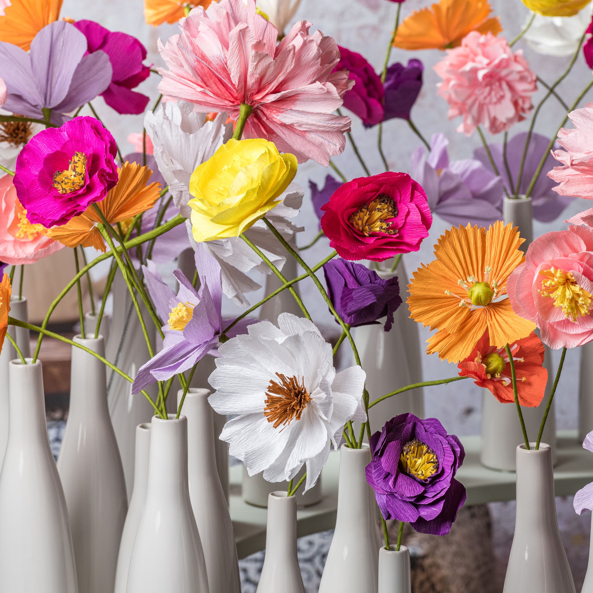 Papierblume Cosmos ca.45cm ARLAN in , Blumen, Blumenstrauss, Papierblumen, Vasen, Farbvielfalt