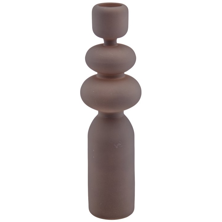 Glas BUBBLES Glas Grau, Kerzenhalter, Keramik, Braun, Matt, Skulpturales Design