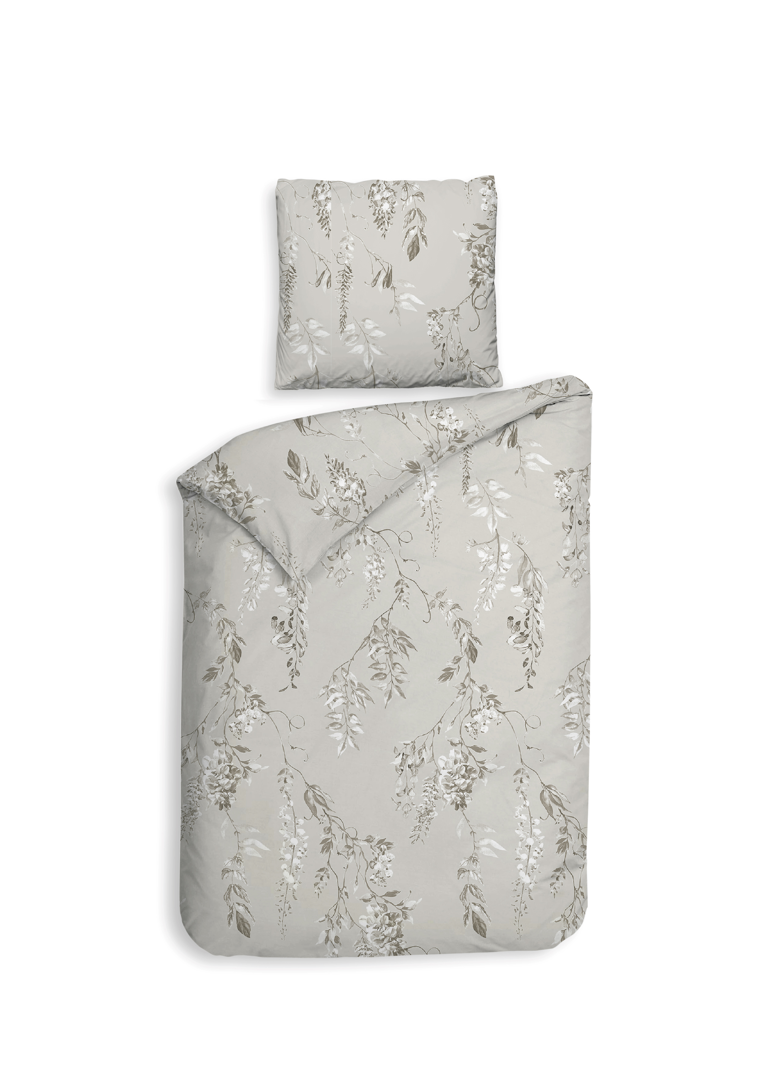 Bettwäsche ca. 135x200cm CHIARA in Grau, bettwäsche, zimmertextilien, blättermuster, bed-sets, europäischerstil