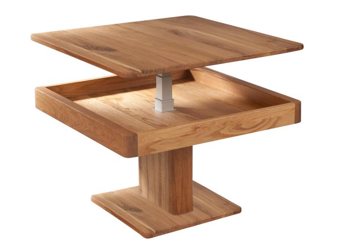 Couchtisch FINN-WEIG-L in Wildeiche massiv, holz, beistelltisch, rund, verstellbar, treppenholz