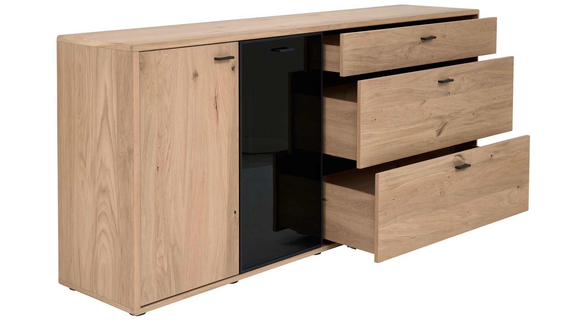 Interliving Sideboard IL 2024 in Eiche furniert/Schwarzglas Interliving Sideboard IL 2024 in Eiche furniert/Schwarzglas