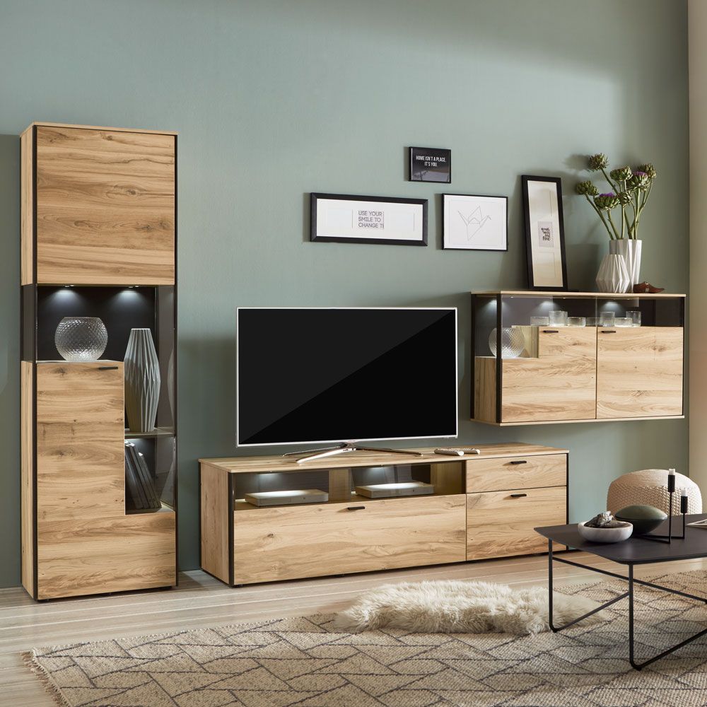 SCHÖNER WOHNEN-Kollektion Wohnkombination ANDRA, ca. 353 x 207 x 53 cm in Eiche rustico hell geölt