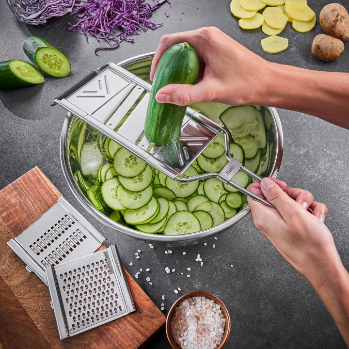 GEFU Multifunktionshobel RASPINI in Farbe schwarz/silber, Gurken, Zutaten, Küchengerät, Kochzubehör, Schneidwerkzeug