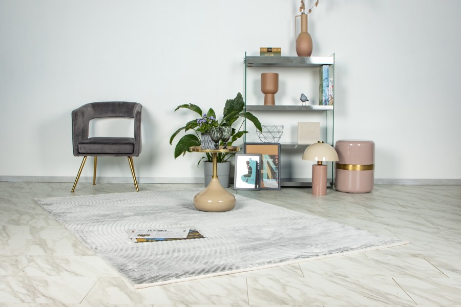 Webteppich ELIF. ca. 160x230cm in Farbe grey, Wohnzimmer, Hocker, Beistelltisch, Dekoration, Teppich