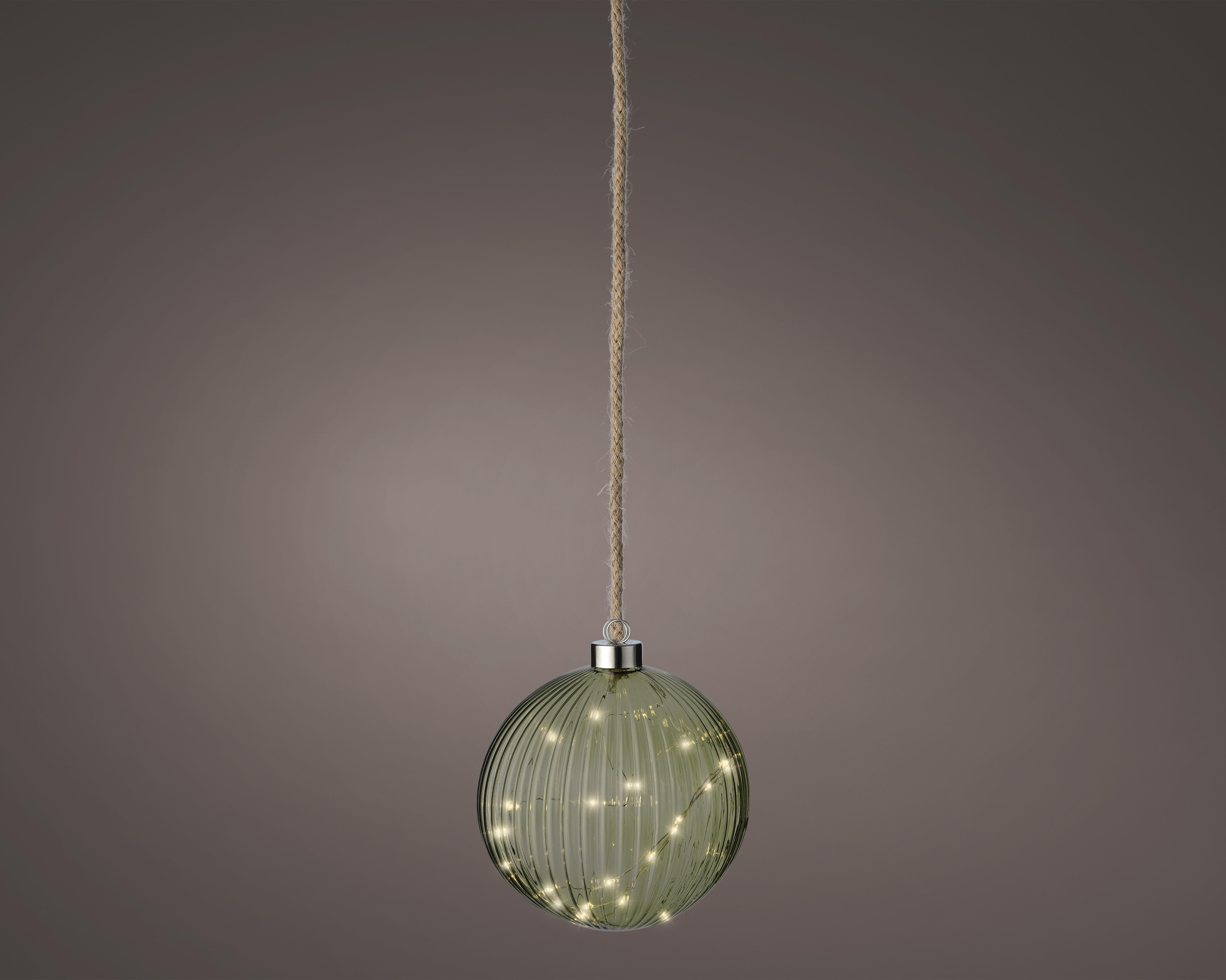 Kaemingk LED-Kugel indoor 487597 , D14 cm in Grün/Weiß, Leuchter, Lampe, Zubehör