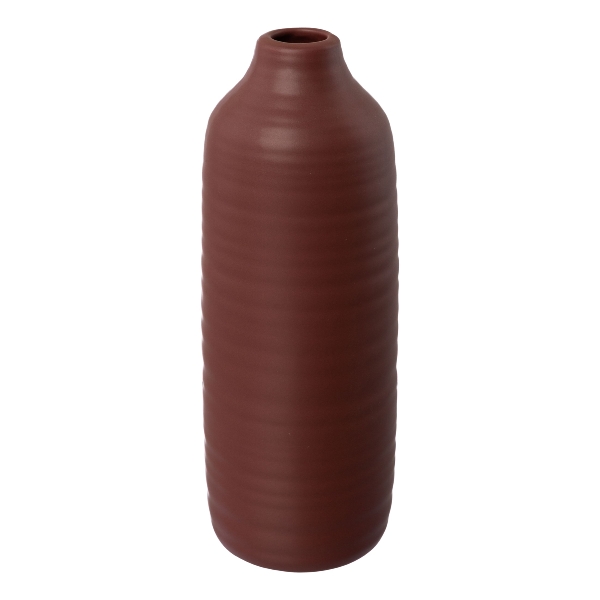 Keramik-Vase Presence WINOLA in Rot, vase, braun, keramik, gerippt, hoch