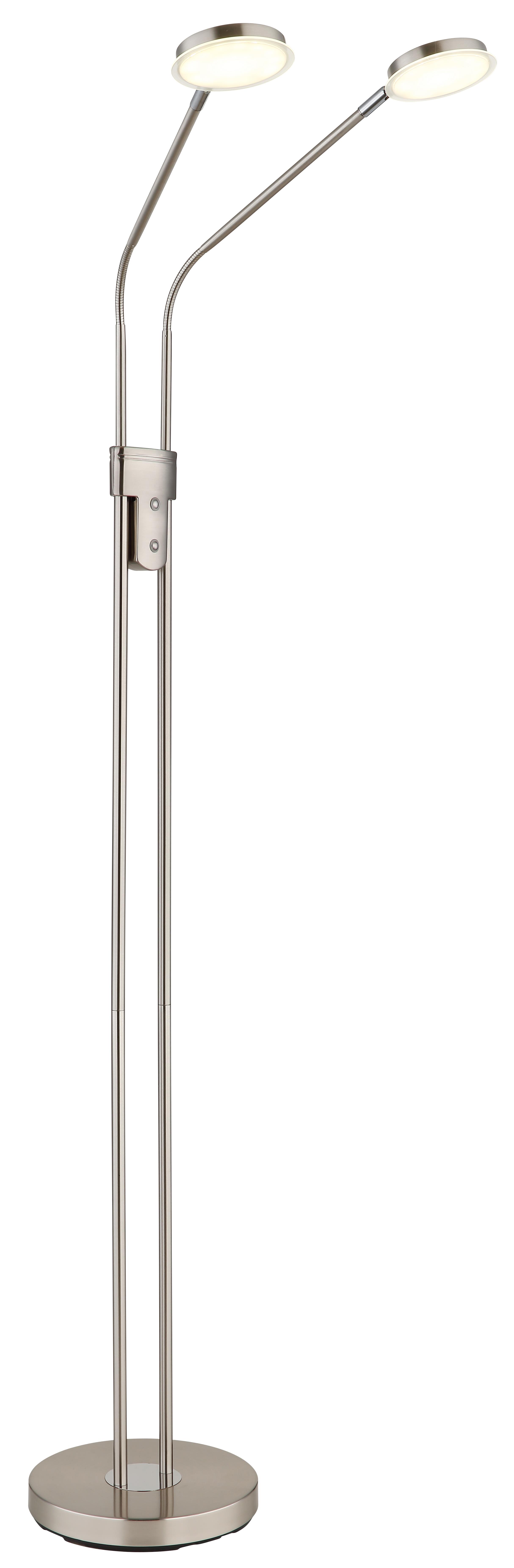 Globo LED-Stehleuchte SILVIO 2-flammig in Farbe Nickel matt, satiniert, klar Globo LED-Stehleuchte SILVIO 2-flammig in Farbe Nickel matt, satiniert, klar, Stehlampe, Tischlampe, Duo-Lichtquelle, Standleuchte, Nickel glänzend