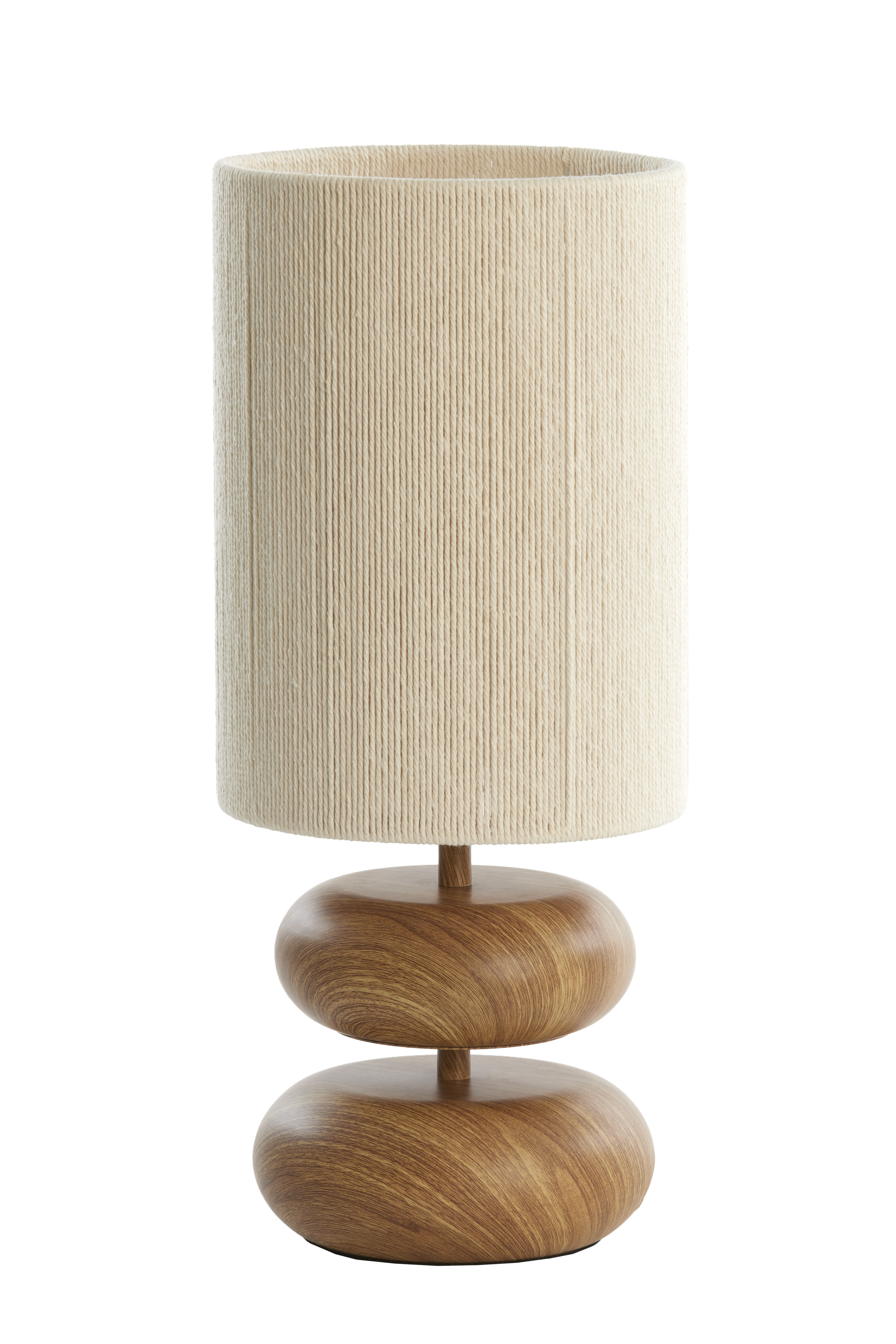 Tischleuchte Durchm. 22x51cm in wood Print natur+Rope creme