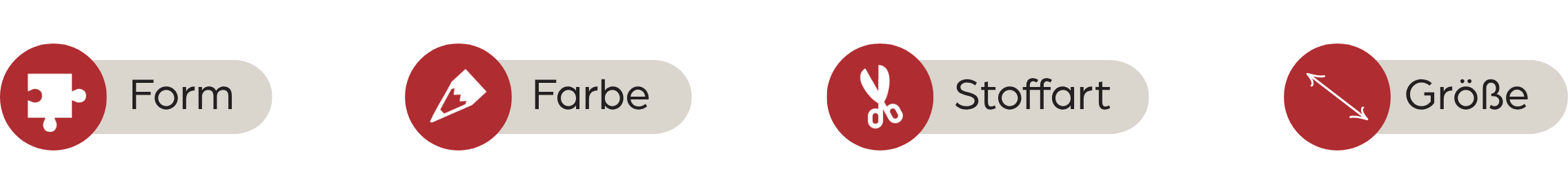 Kleidungsform, Farbe Rot, Stoffart, Größe, Material?