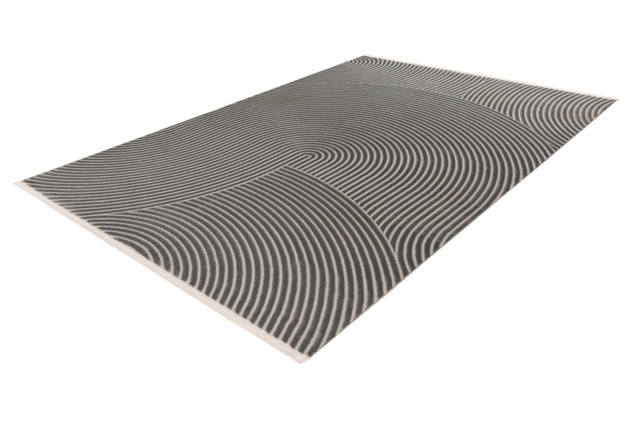 Webteppich ELIF. ca. 120x170cm in Farbe grey, türmatte, teppich, paravent, laminierte muster, grau-schwarz