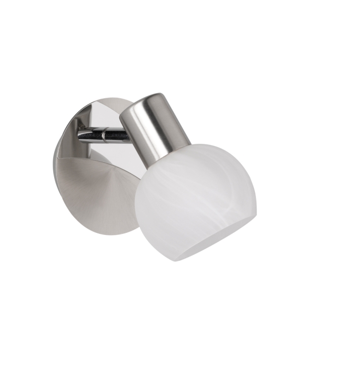 Reality Strahler ANTIBES 1-flammig in Farbe Nickel matt, Glas alabasterfarbig Reality Leuchten Strahler ANTIBES in Nickel matt, Glas alabasterfarbig