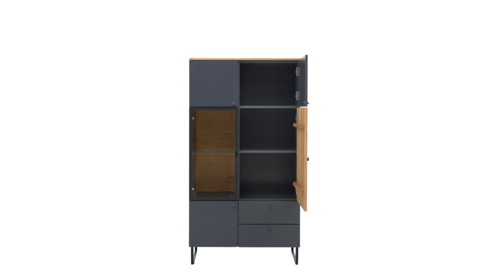 Interliving Highboard INTERLIVING-5605 B/H/T ca.86x158x42cm in Lack quarzgrau