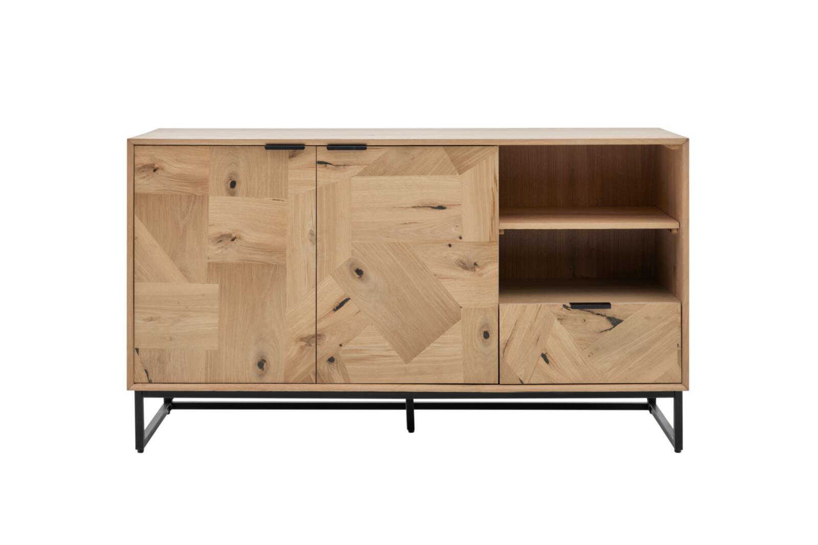 Roomio Sideboard NO. 2002 in Eiche Echtholzfurnier natur / Front Patchwork-Design Roomio Sideboard NO. 2002 in Eiche Echtholzfurnier natur / Front Patchwork-Design
