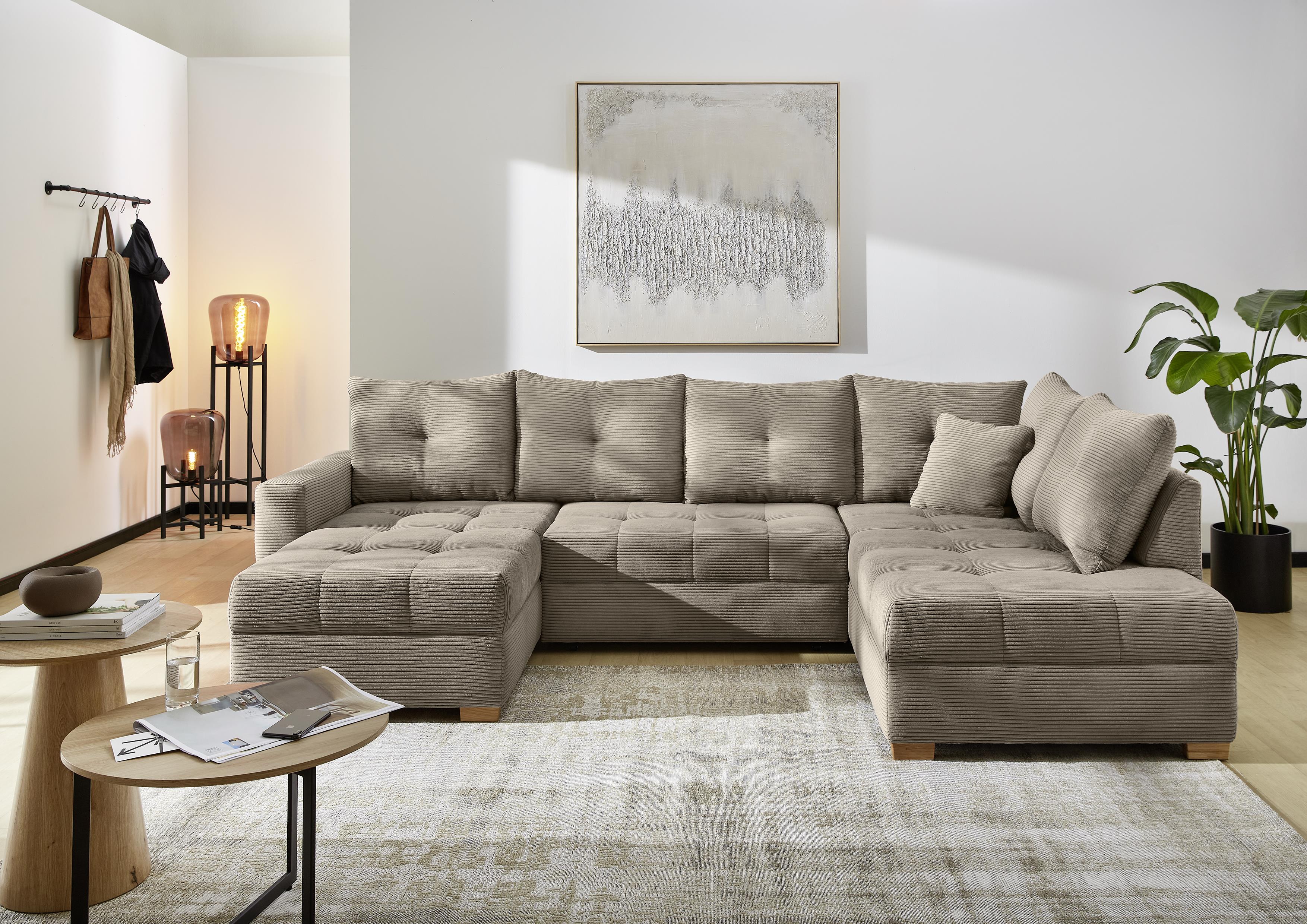 JOB Wohnlandschaft ABBY ca. 200x313cm in Dessin 426/18 Cord taupe