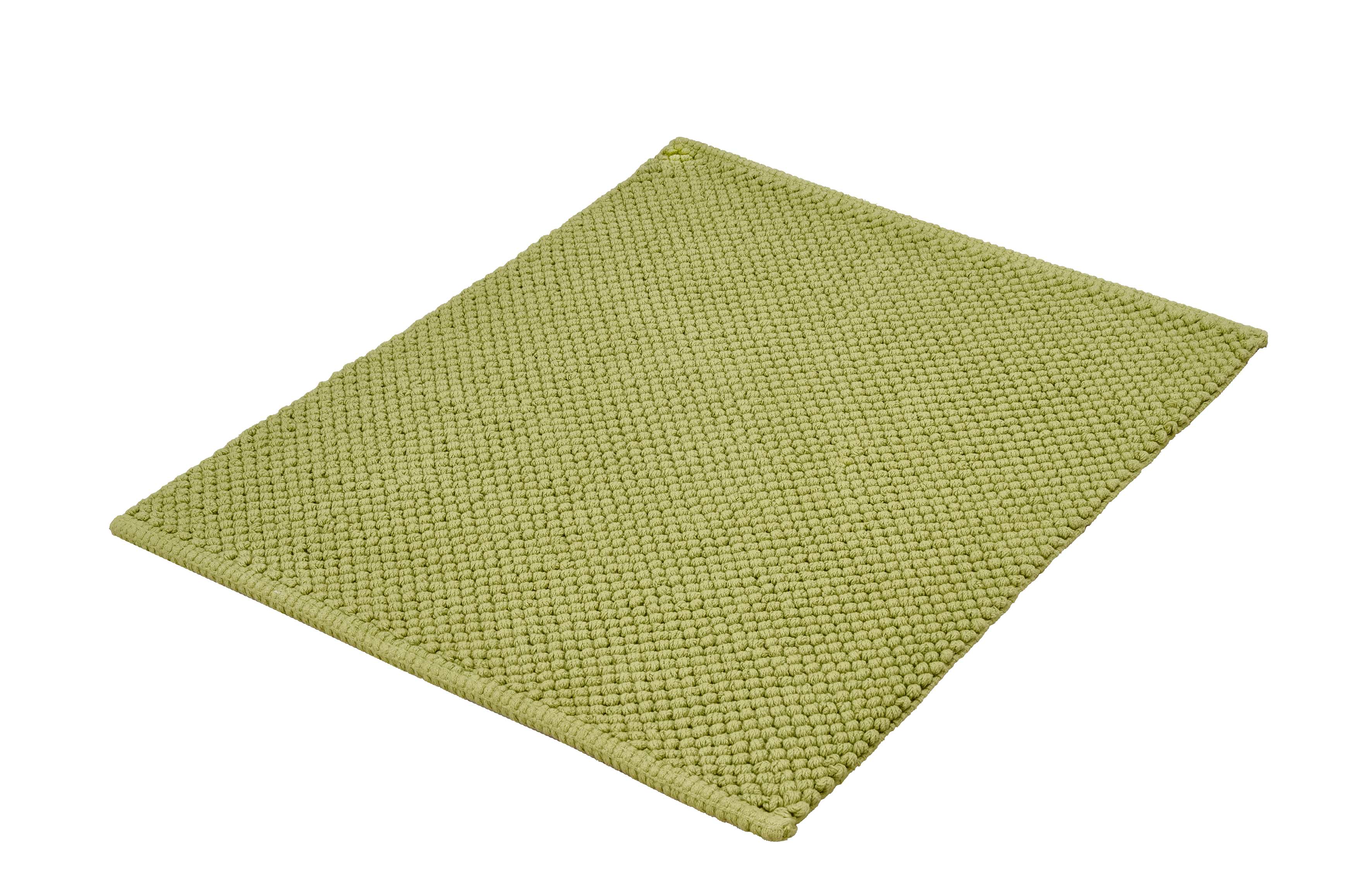 Kleine Wolke Badteppich PUNTO ca. 50x60cm in Farbe Dill, Teppich, Grün, Kuscheloberfläche, Stoffknoten, Rundum gesäumt