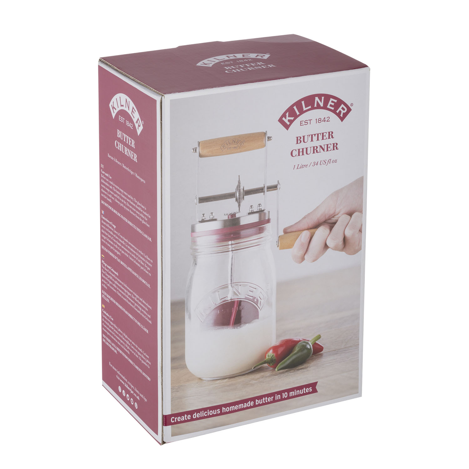 Butterfass mit Drehkurbel, 1 Liter