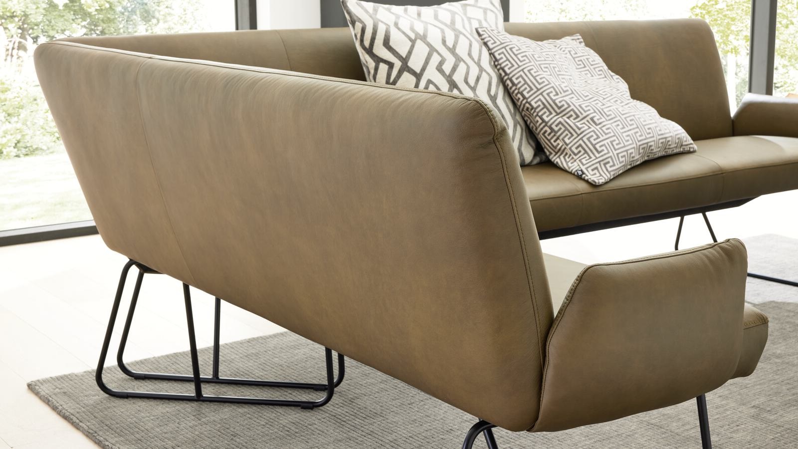 Interliving Eckbank IL 5504 ca. 250x180cm in Leder EVI oliv grün