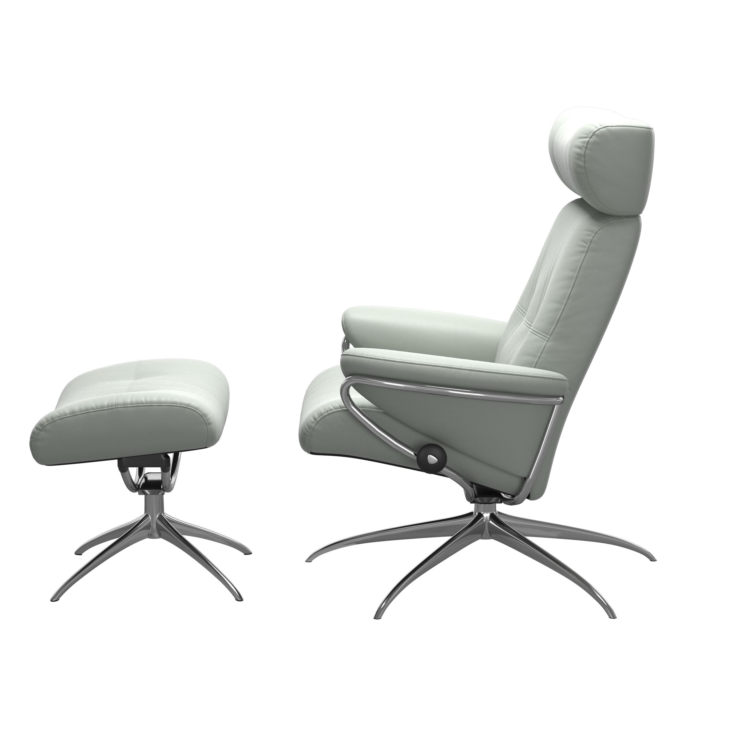 Stressless Sessel mit Hocker BERLIN STAR in Leder Paloma Breezy Blue