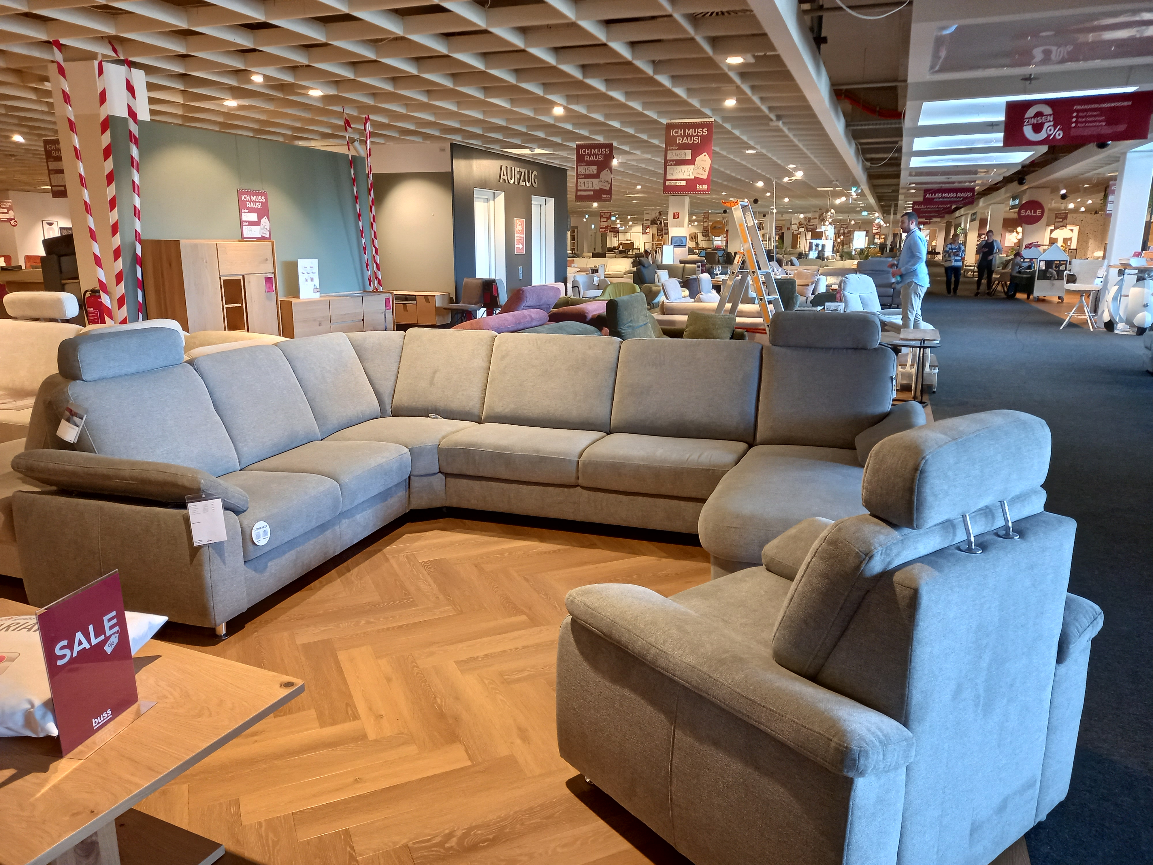 Modulmaster Wohnlandschaft in Stoff Charly alu, Ecksofa, Wohnzimmermöbel, Sofa-Landschaft, Grau, Polstermöbel