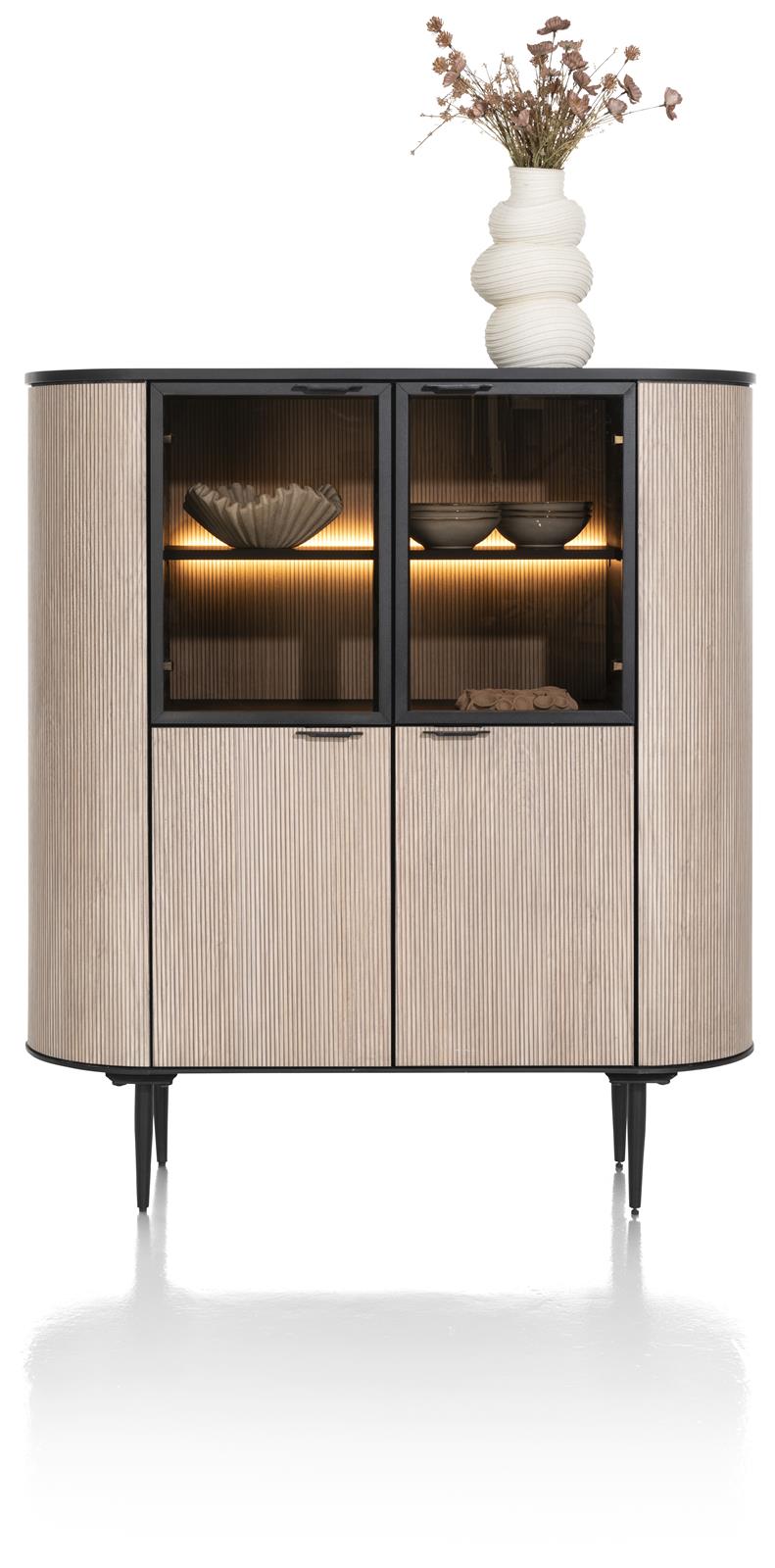 XOOON Highboard Aramon schwarz/natural mit 2 Glastüren