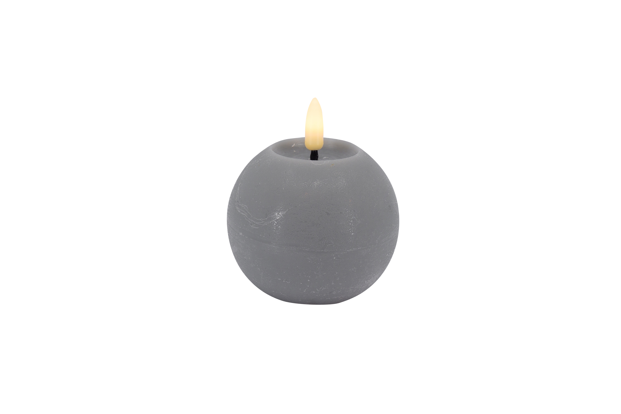 L.C. Wholesaler LED-Kugelkerze BASIC ca. Ø 8, H 7cm in grey rustic, 8x7cm