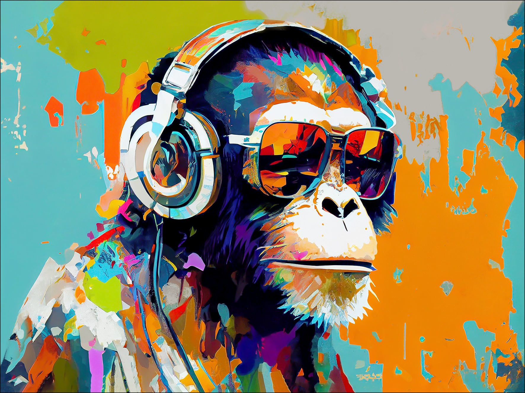PRO ART Canvas-Art Junges Wohnen 120x90cm Animals With Headphones I