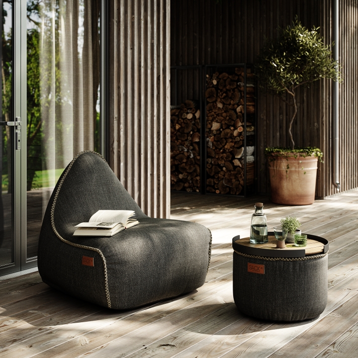 SACKit Serviertablet PATIO in Farbe teak, Gartenmöbel, Sessel, Sitzsack, Holzterrasse, Tisch