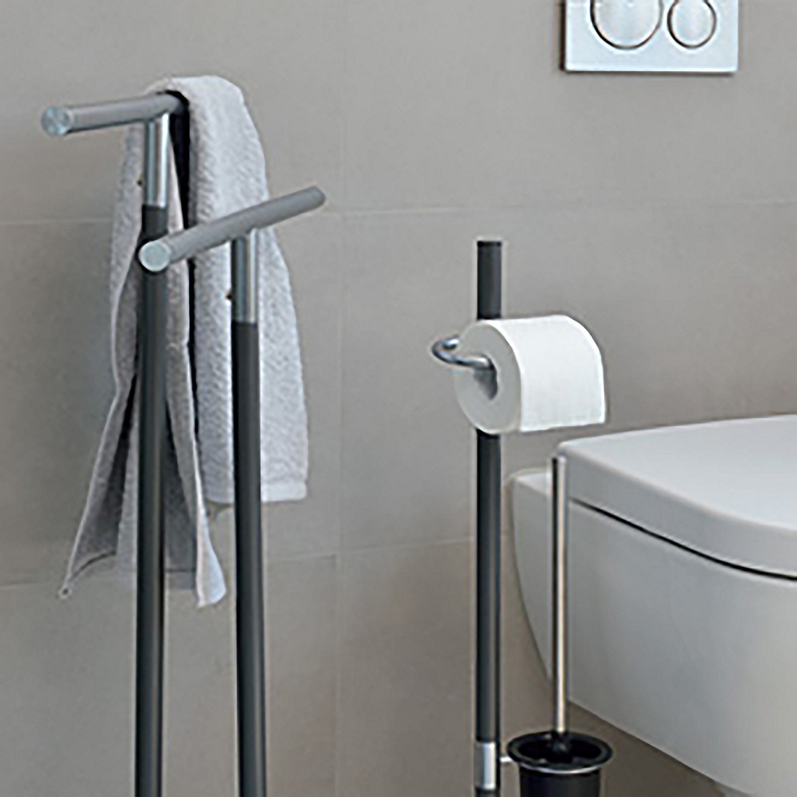 Kela Toilettengarnitur SINERIO in Farbe Anthrazit, toilet, toilet paper, toilettenpapier, handtuchhalter, badzimmer, Badhaken, Handtuchhalter, Toilettenpapierhalter, Badezimmer, Moderne Ausstattung