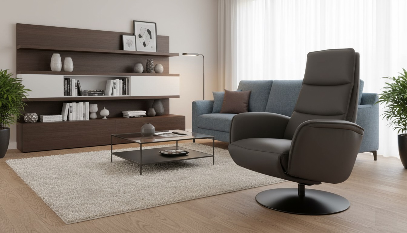 Hukla Relaxsessel CM-HU1202 in Leder Torro grau, Dekoration für Zuhause, Mobiliar, Pflanze, Stuhl, Wohnzimmer