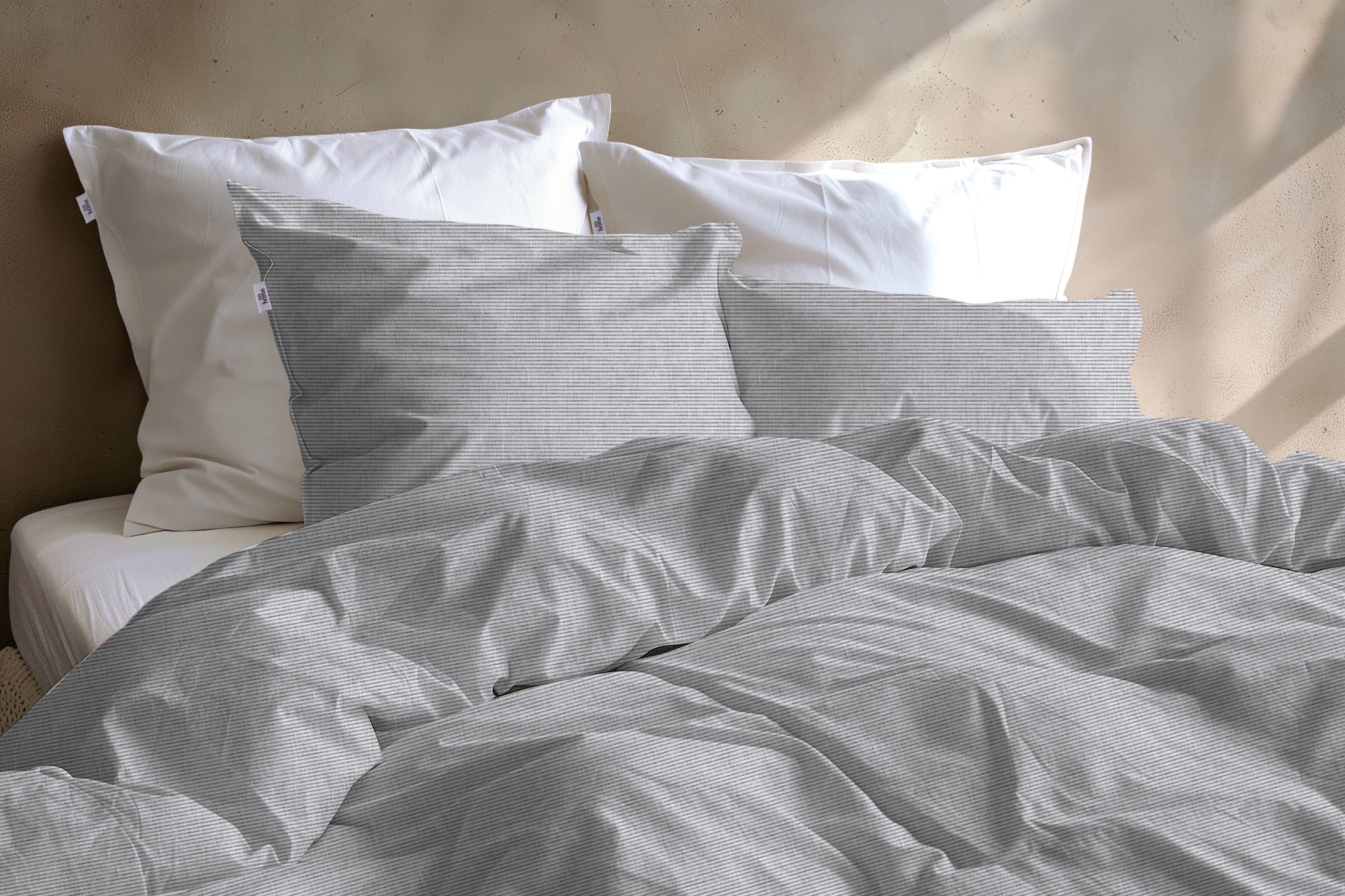 Heckettlane Bettwäsche ca. 135x200cm in Farbe Dove-Grey, Kissen, Dekoration für Zuhause, Kopfkissen, Leinen, Decke